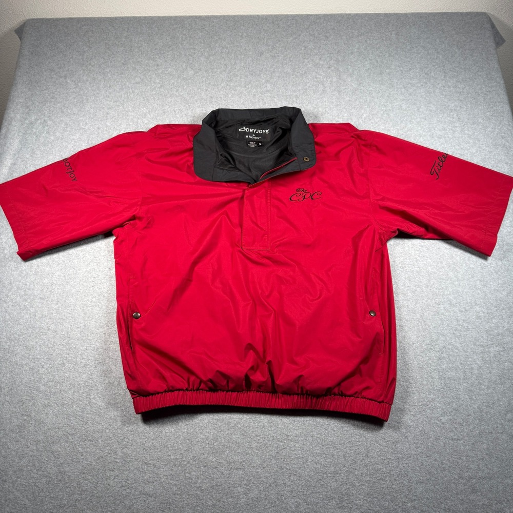 FootJoy DryJoys Mens Medium Red Short Sleeve Golf Windbreaker Jacket Titleist